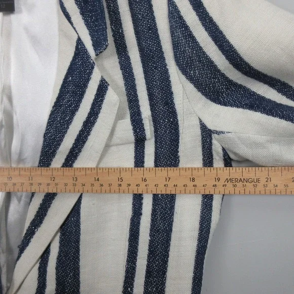 Smythe Women's Duchess 100% Linen *Stain Striped Blazer Nautical Size 12 - Picture 6 of 16